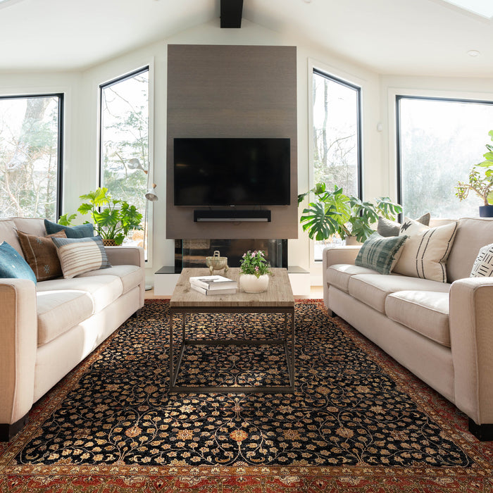 Elegance 9x12 Black/Red/Gold Australian and Ghazni Wool.