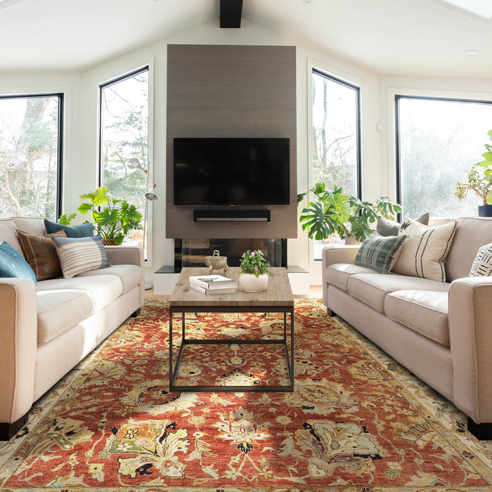 Indo Persian 9x12 Rust/Ivory Wool