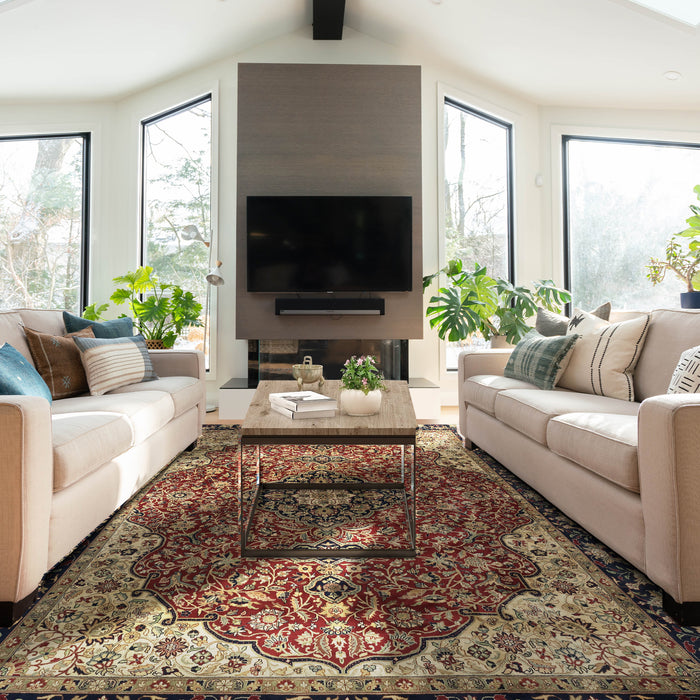 Indo-Persian Varanasi Red/Navy Wool