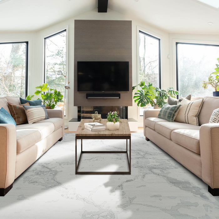 Marble 8x10 Ivory/Grey Wool and Bamboo silk