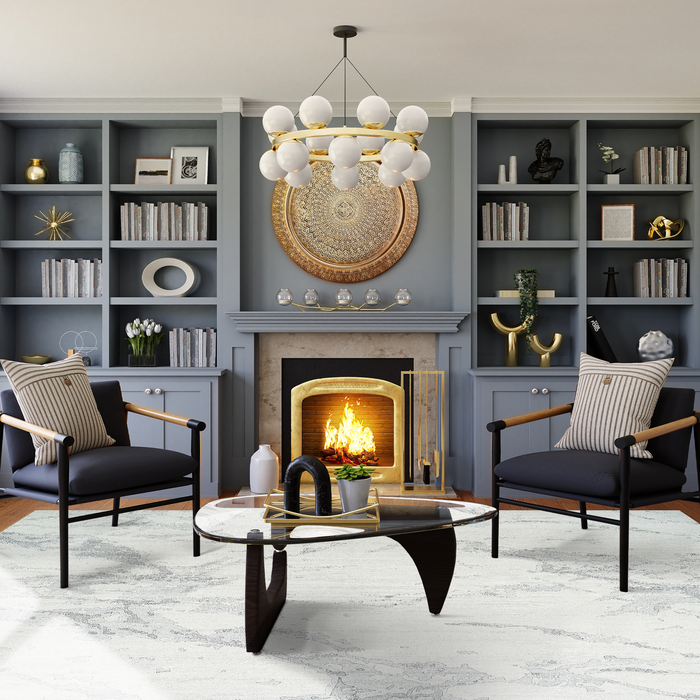 Marble 8x10 Ivory/Grey Wool and Bamboo silk