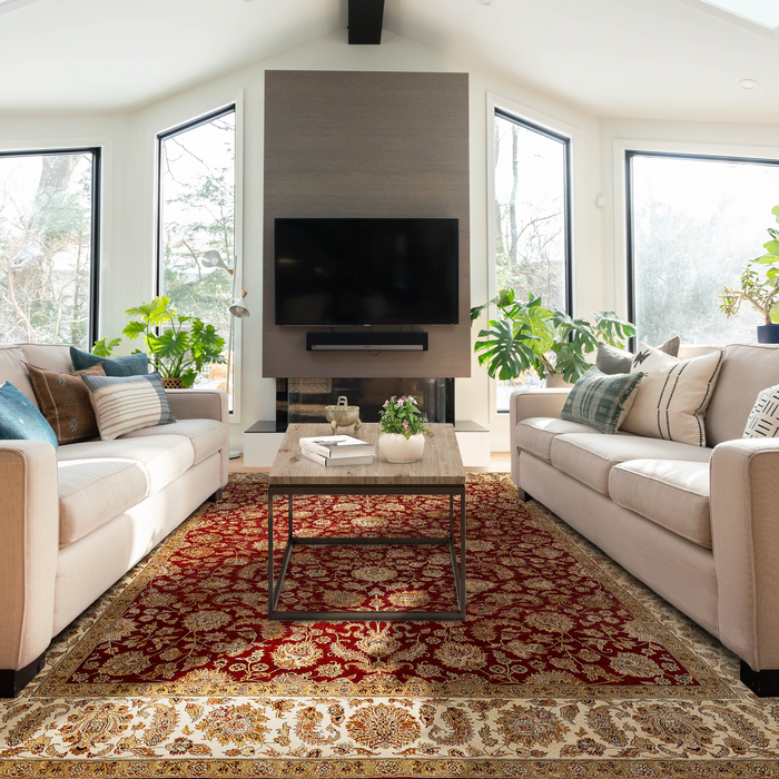 Passion 9x12 Red/Ivory Wool and Silk