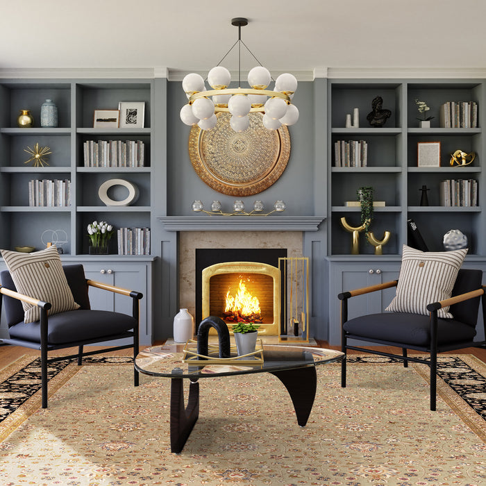 Indo Persian 8x10 Kirman Olive Green/Black Wool and Silk