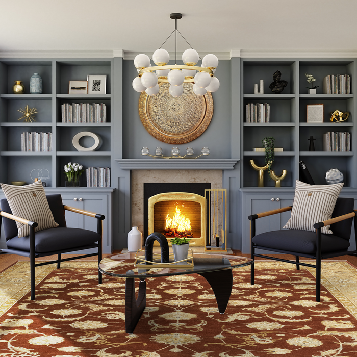 Reflections 8x10 Red/Beige Wool and Raw Silk