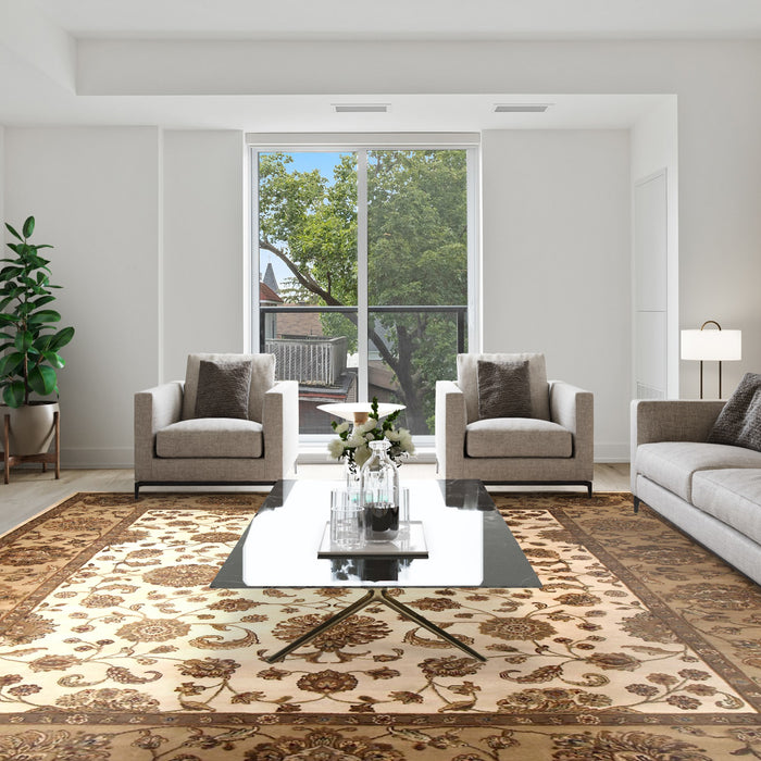 Elegance 9x12 Ivory/Light Gold Wool and Silk