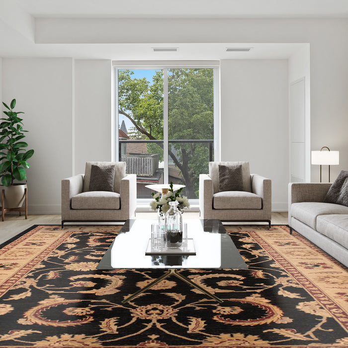 Grand 10x14 Chobi Black/Beige Wool