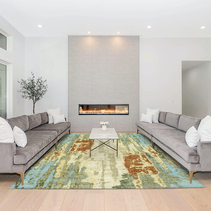 Colours of Life 8x10 Brown/Blue Wool and Silk