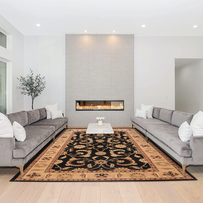 Grand 10x14 Chobi Black/Beige Wool