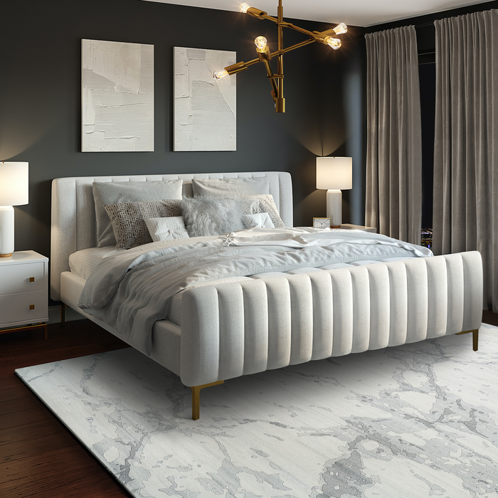 Marble 8x10 Ivory/Grey Wool and Bamboo silk