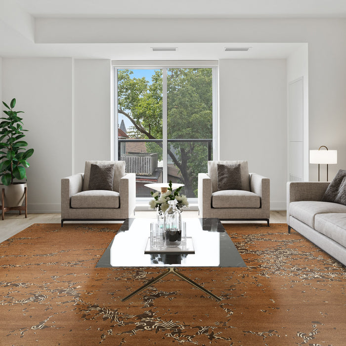 Erased Pokhara Brown/Cream Wool & Silk