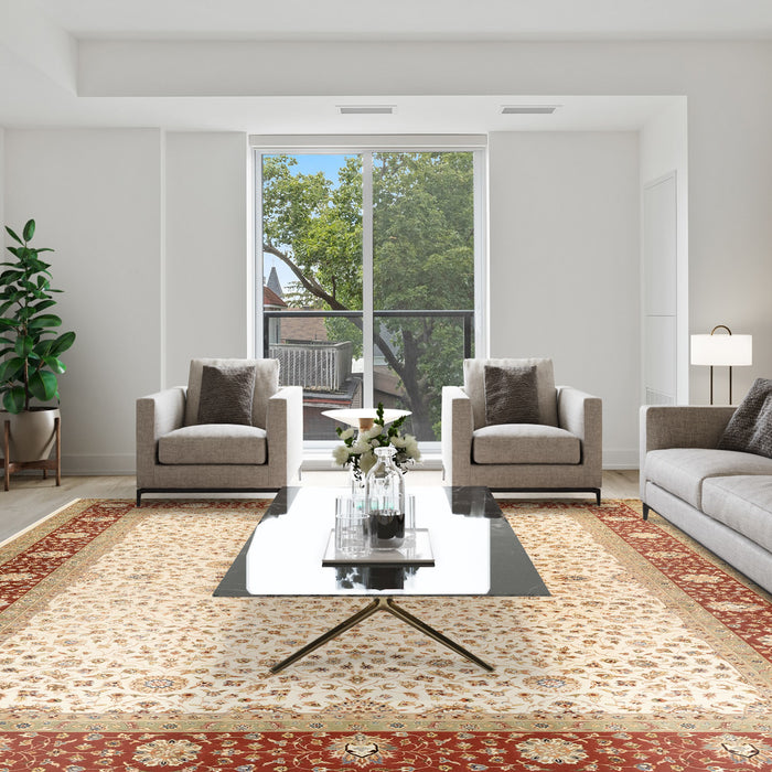 Bakhtyar 9x12 Beige/Rust/Ivory Wool and Silk