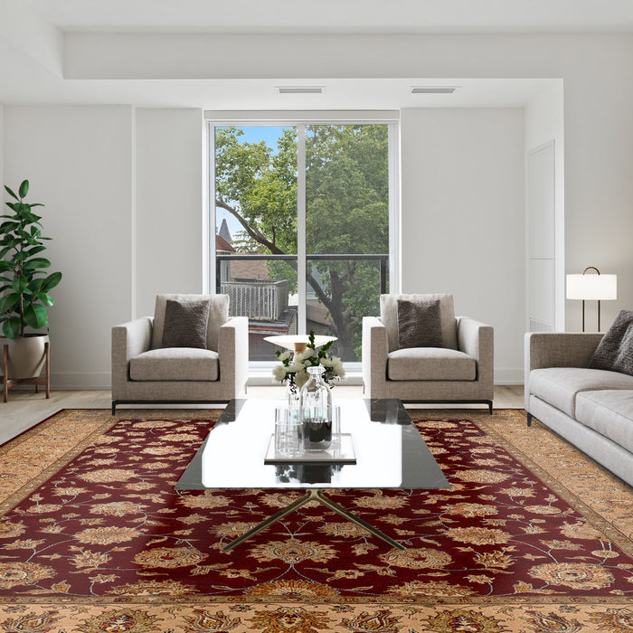 Reflection 9x12 Red/Beige Wool and Silk Embossed