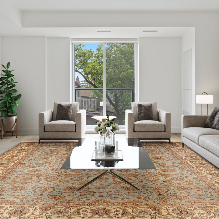 Premiere 9x12 Light Blue/Ivory Wool