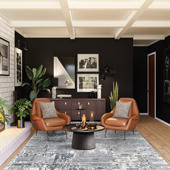 Marble 6x9 Grey/Off-White Wool and Bamboo Silk