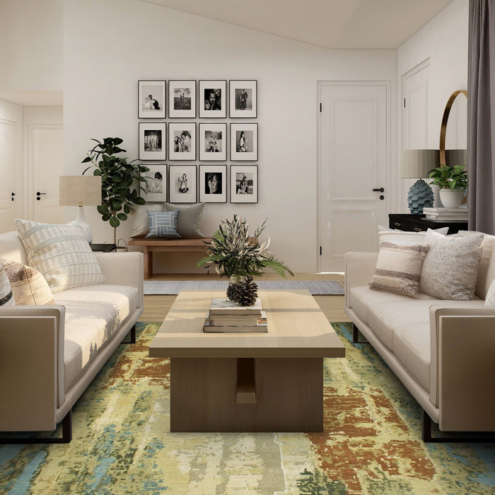 Colours of Life 8x10 Brown/Blue Wool and Silk