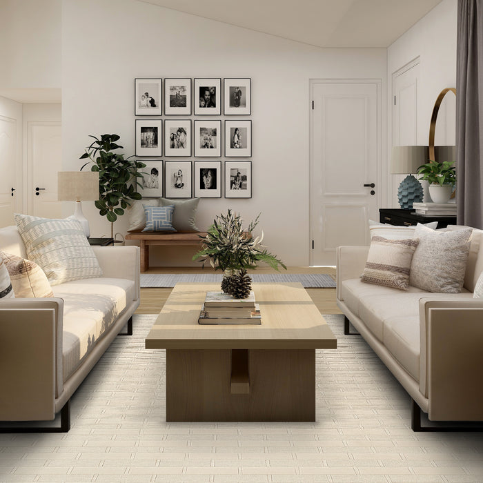 Loop Cut 8x10 Beige Wool and Bamboo Silk