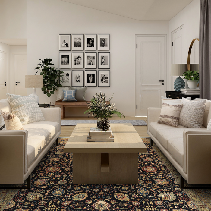 Tabriz 9x12 Black/Light Gold Wool