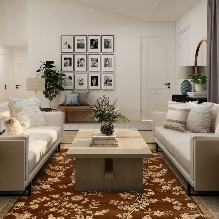 Reflections 9x12 Ivory/Brown Wool and Chinese Silk Embossed