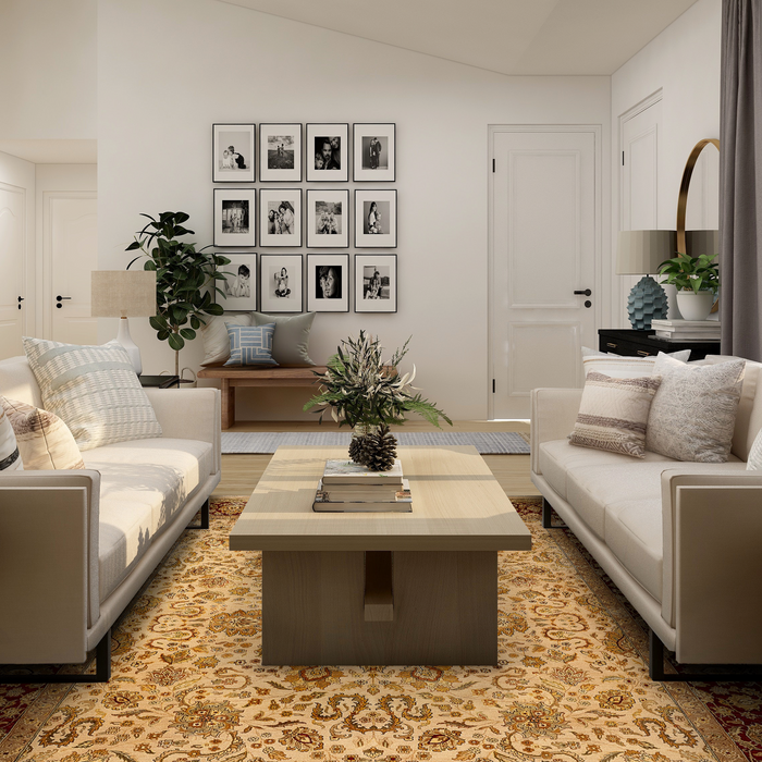 Reflections 9x12 Ivory/Red Wool and Silk