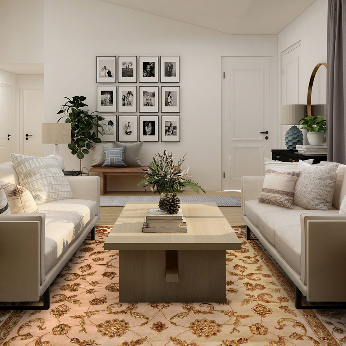 Elegance 9x12 Camel/Ivory Wool and Silk Embossed