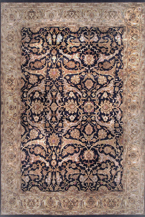 Antique Finish 10x14 Charcoal/Beige All Wool