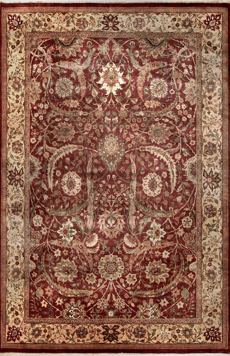 Antique Finish 10x14 Rust/Beige All Wool