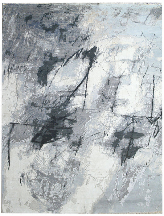 Eureka 9x12 Grey/Blue/Ivory Wool and Silk