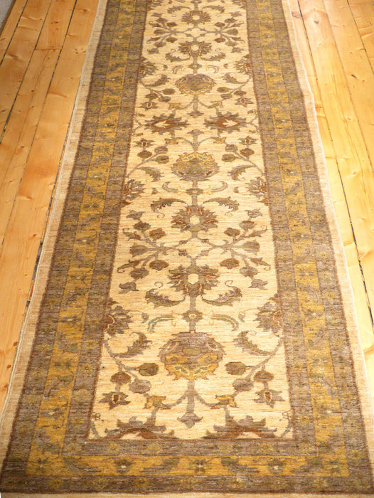 Chobi 3x10 Runner Cream/Light Brown Wool