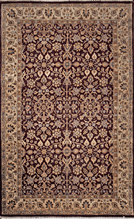 Premiere 4x6 Burgundy/Light Green Hand-spun Wool