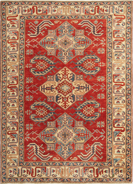 Super Kazak 5x7 Red and Ivory