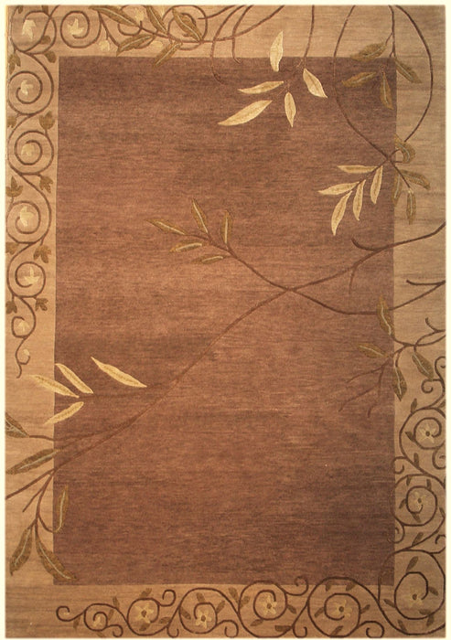 Vines 5x7 Brown Wool and Bamboo Silk.