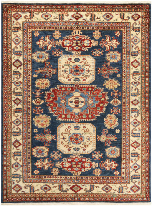 5x7 Super Kazak Blue Ivory