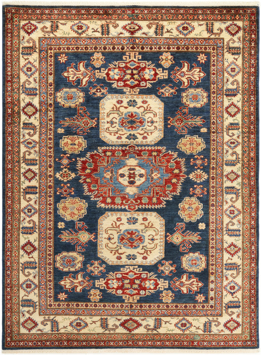 Super Kazak 5x7 Blue Ivory