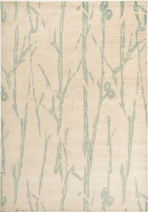 Tree 6x9 Ivory/light Blue Bamboo Silk