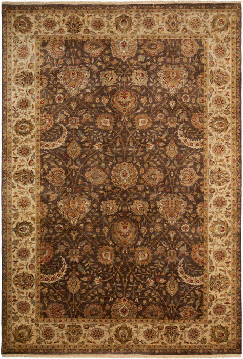Indo Persian 6x9 Brown/Ivory Wool