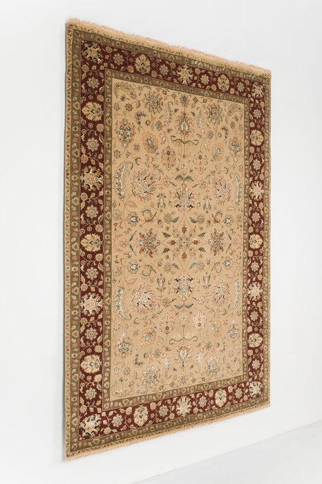 Indo Persian 6x9 Ivory/Red Wool and Silk