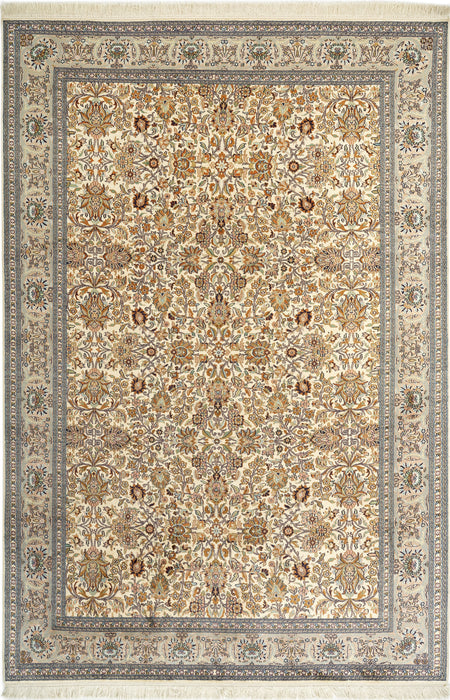 Kashan 6x9 Silk Ivory/Light Blue