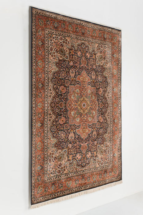 Kashan 6x9 Silk Black and Orange