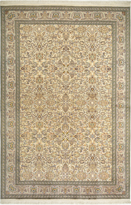 Kashan 6x9 Silk Ivory/Light Blue