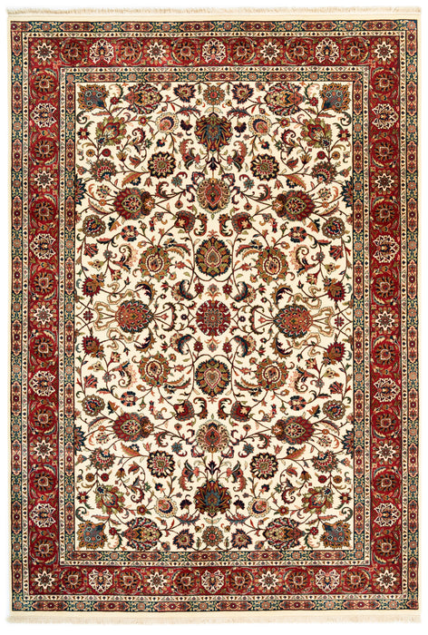 Indo Tabriz 6x9 Ivory/Rust Wool