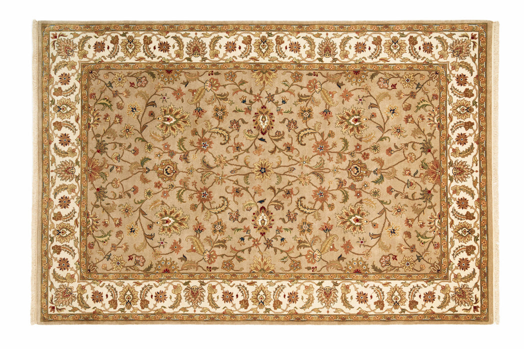 Indo Persian 6x9 Camel/Beige Wool and Silk