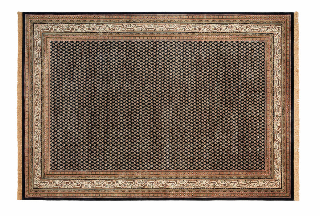 Mir 6x9 In Black/Cream Wool and Silk A