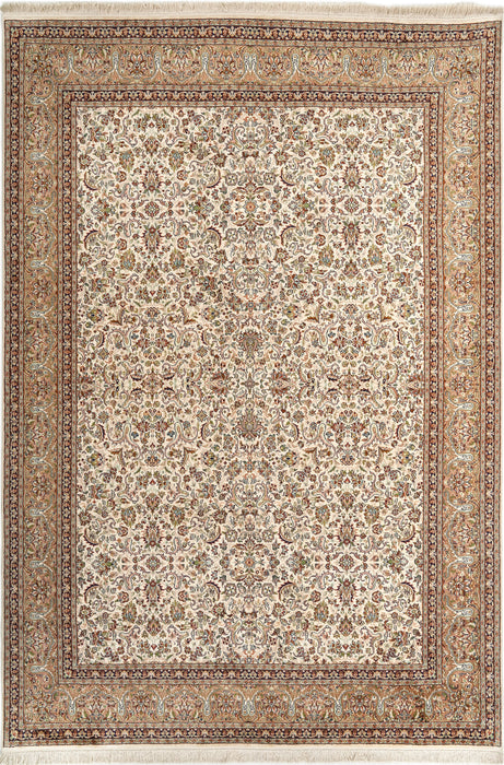 Kashan 6x9 Silk Ivory, Light Brown