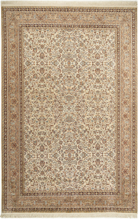 Kashan 6x9 Silk Ivory/Light Brown