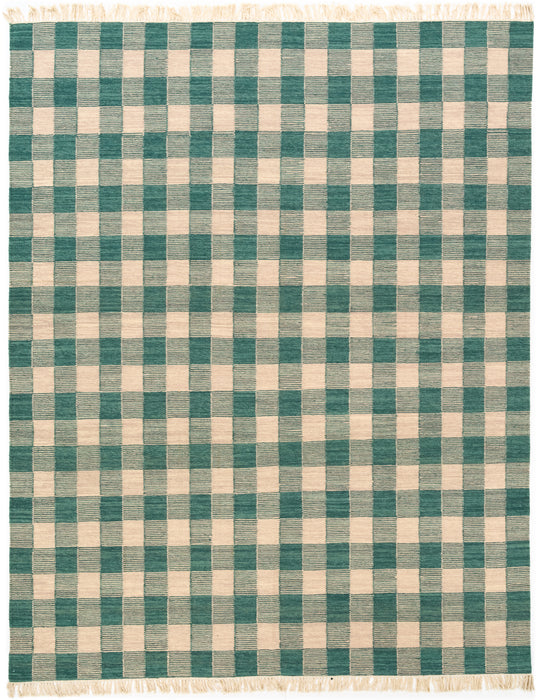 8x10 Check Blue/Beige Wool A