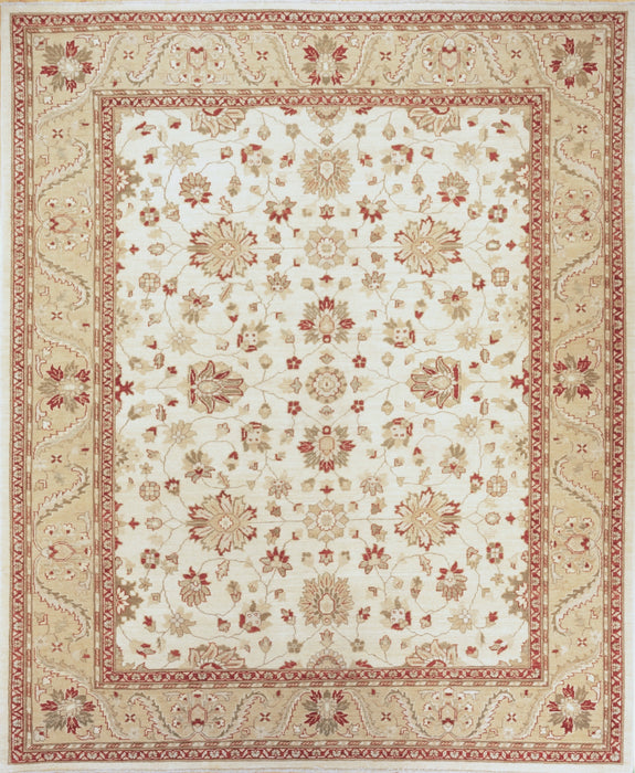 Chobi 8x10 Hameed Abad Ivory Gold Ghazni Wool