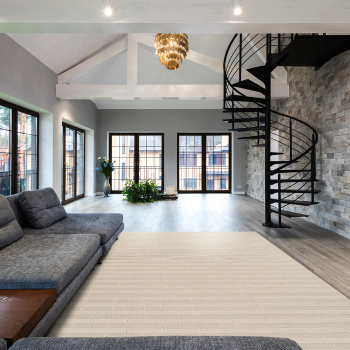 Loop Cut 8x10 Beige Wool and Bamboo Silk