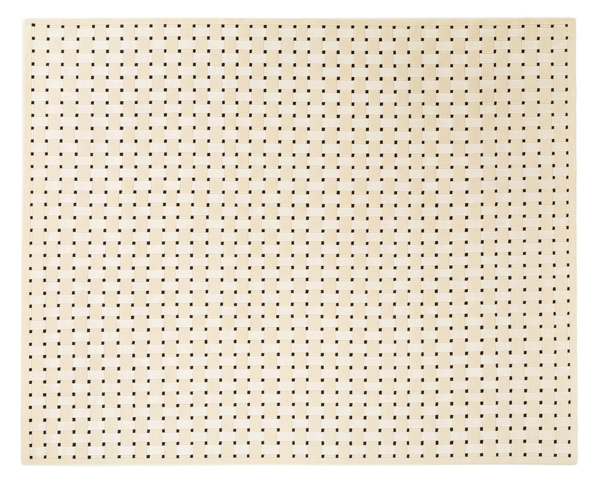 Basket 4x6 Ivory/Black Wool and Bamboo Silk