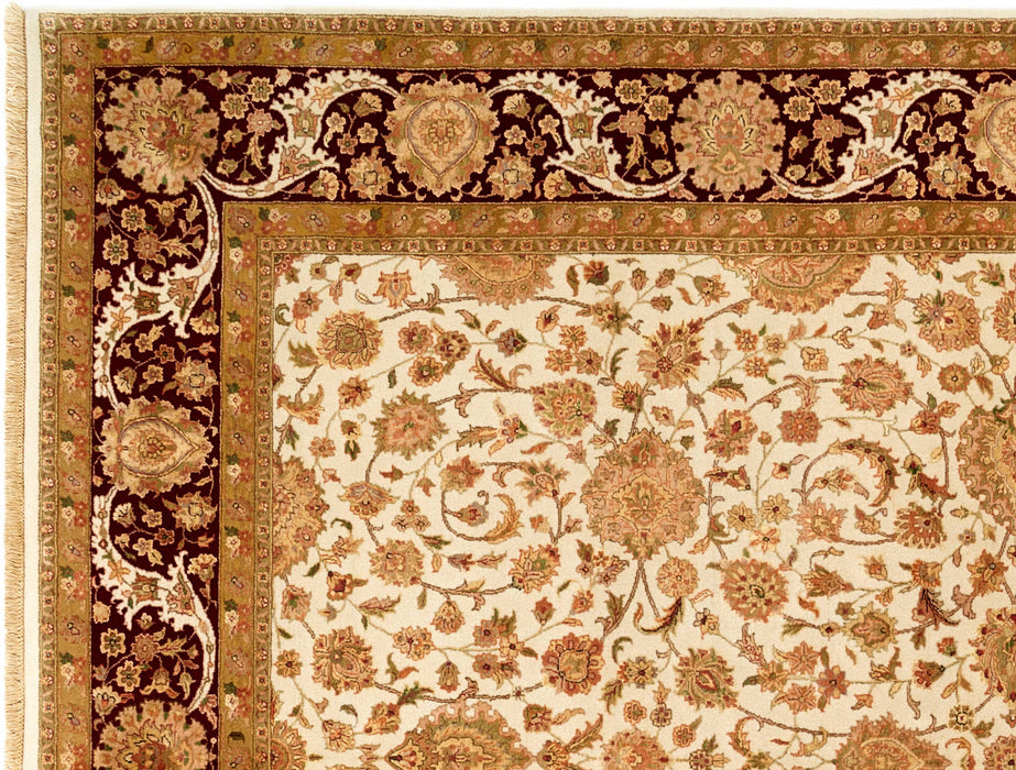 Old Isfahan 8x10 Ivory/Red Wool and Silk