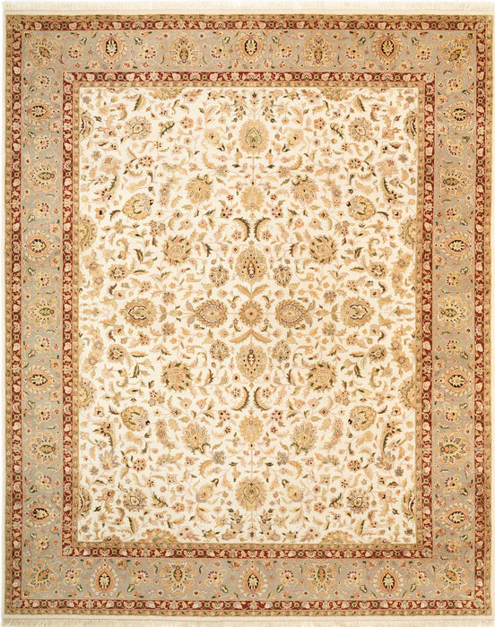Hope Kashan 8x10 Ivory/Light Grey/Red Wool and Silk